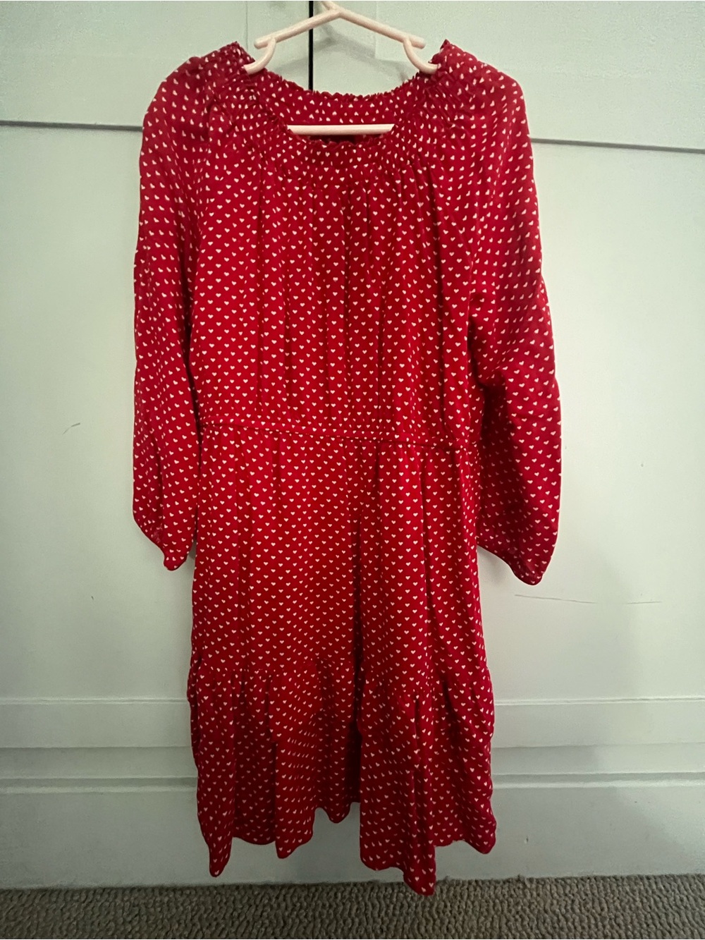 GAP Red Dress with White Heart Print - Girls' Casual